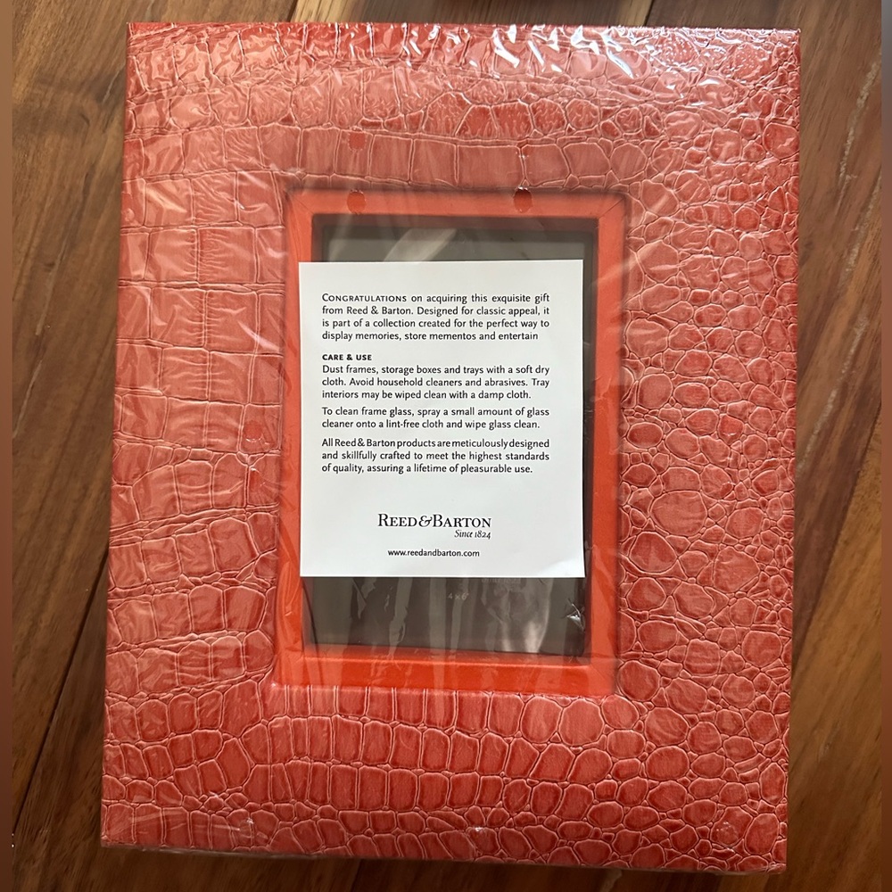 Orange faux croc frame